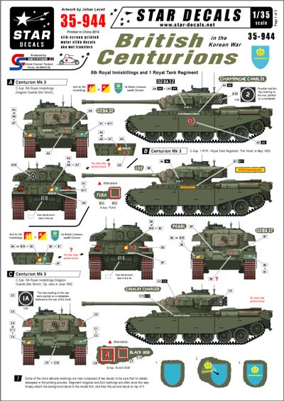 Star Decals STAR35944 1:35 British Centurions in the Korean war.