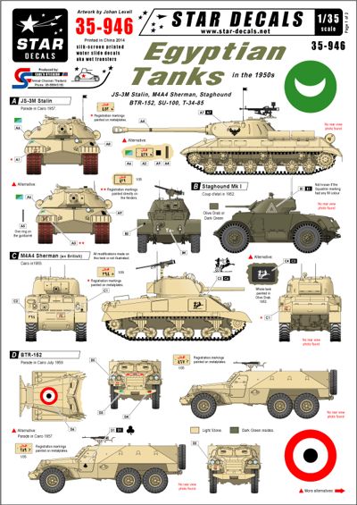 Star Decals STAR35946 1:35 Egyptian Tanks, 1950s