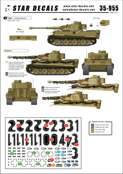 Star Decals STAR35955 1:35 Afrika Pz.Kpfw.VI Tigers #2