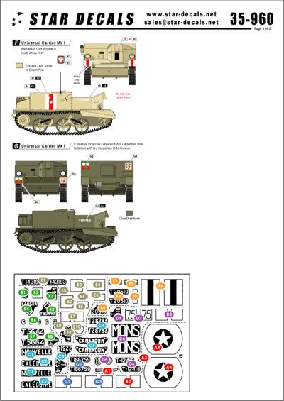 Star Decals STAR35960 1:35 Universal Carriers Mk.I