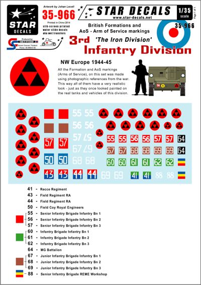 Star Decals STAR35966 1:35 British 3rd Infantry Division NW Europe