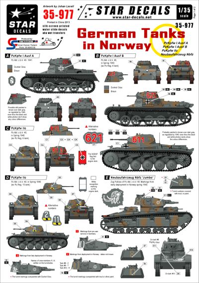 Star Decals STAR35977 1:35 German Tanks in Norway; Pz.Abt