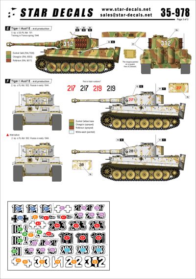 Star Decals STAR35978 1:35 Pz.Kpfw.VI TigerI Mid production