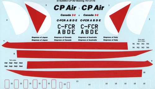 26 Decals STS20003 1:200 Boeing 747-217 CP Air