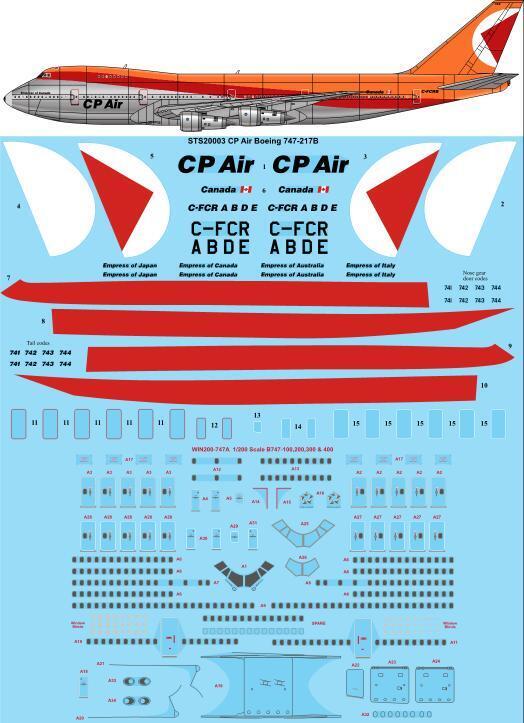 26 Decals STS20003 1:200 Boeing 747-217 CP Air