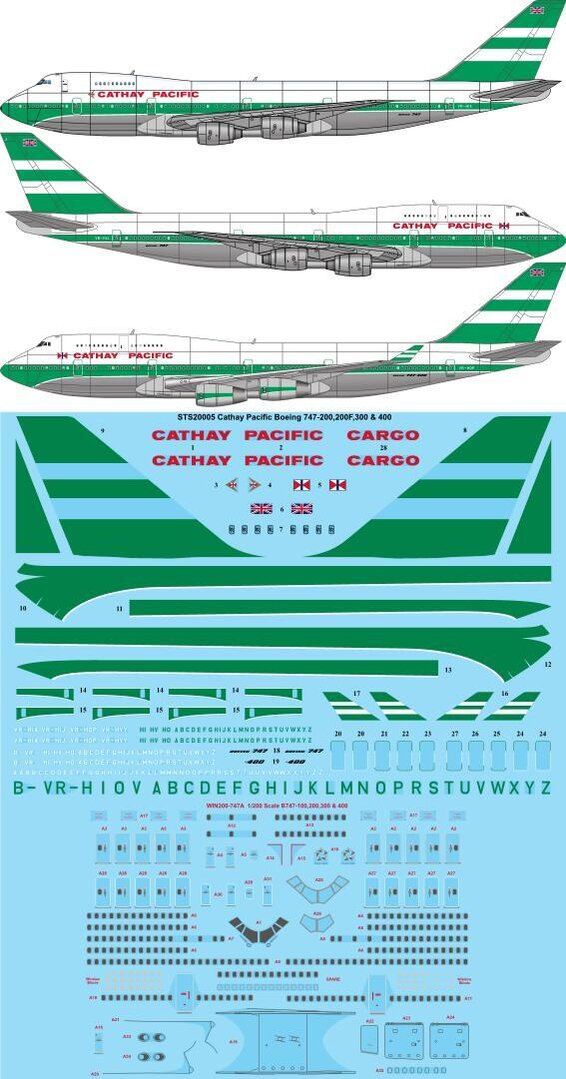 26 Decals STS20005 1:200 Cathay Pacific Boeing 747 Delivery