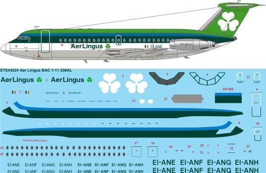 26 Decals STS44234 1:144 Aer Lingus 1970s livery BAC 111-208AL
