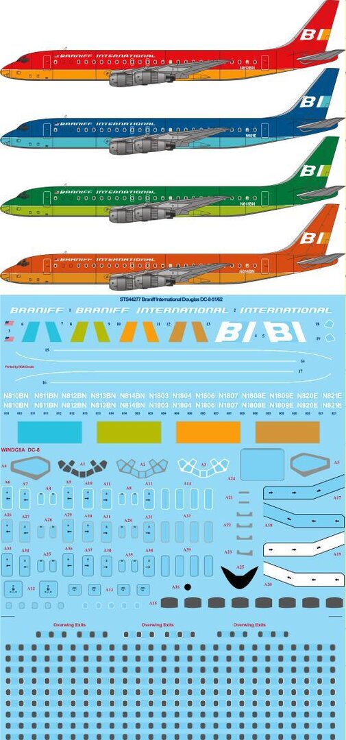 26 Decals STS44277 1:144 Braniff Flying Colours Douglas DC-8