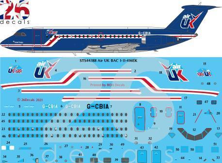 26 Decals STS44388 1:144 Air UK BAC 1-11-400