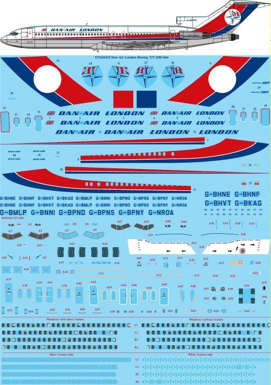 26 Decals STS44425 1:144 Dan-Air London Boeing 727-200 Screen printed decal