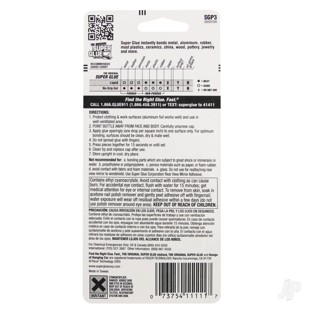 Super Glue Super Glue Plastic Bottle (0.10oz, 3g) SGP3