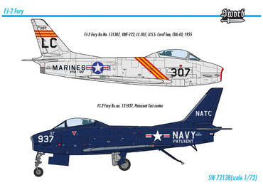 Sword SW72138 1:72 North-American FJ-2 Fury with Markings for U.S