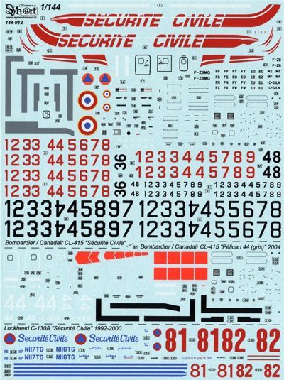Syhart Decal SY144912 1:144 Securite Civile Francaise