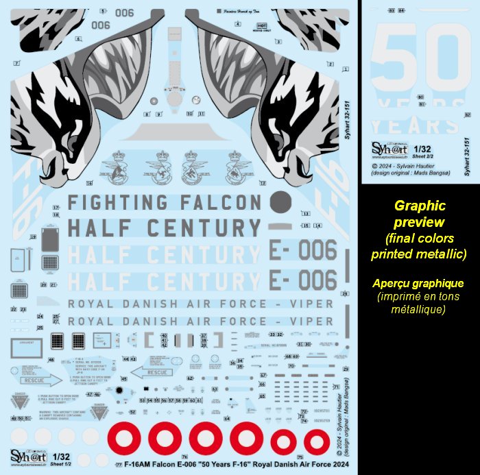 Syhart Decal SY32151 F-16AM Dannebrog 50 Years 1:32