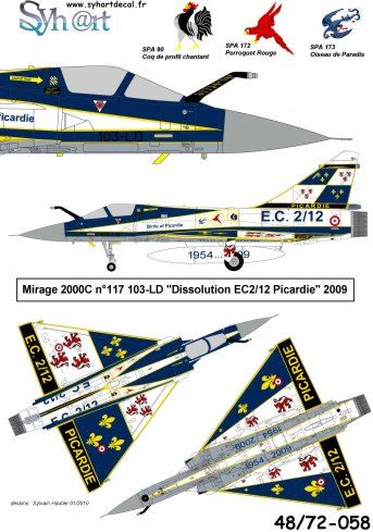 Syhart Decal SY48058 Mirage 2000C EC2/12 2009 1:48