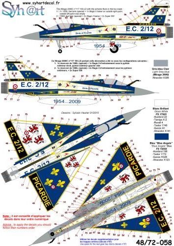 Syhart Decal SY48058 Mirage 2000C EC2/12 2009 1:48