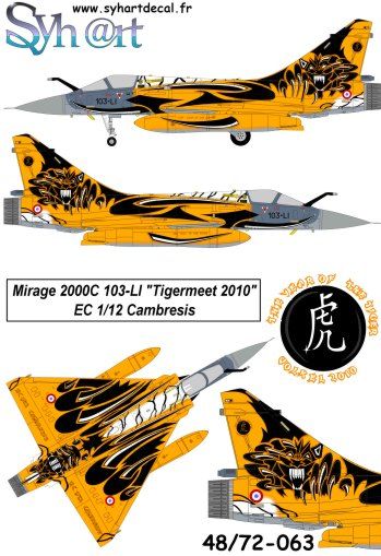 Syhart Decal SY48063 1:48 Dassault_Mirage 2000C 103-LI Tigermeet 2010