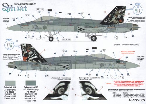Syhart Decal SY48069 F/A-18C Swiss Tigermeet 2011 1:48