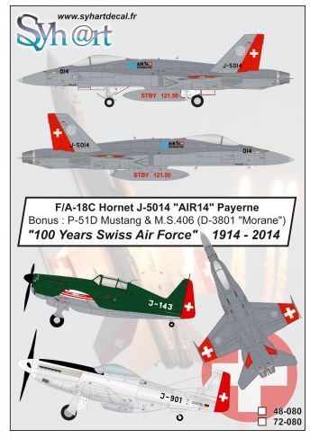Syhart Decal SY48080 1:48 100 Years Swiss Air Force 1914-2014