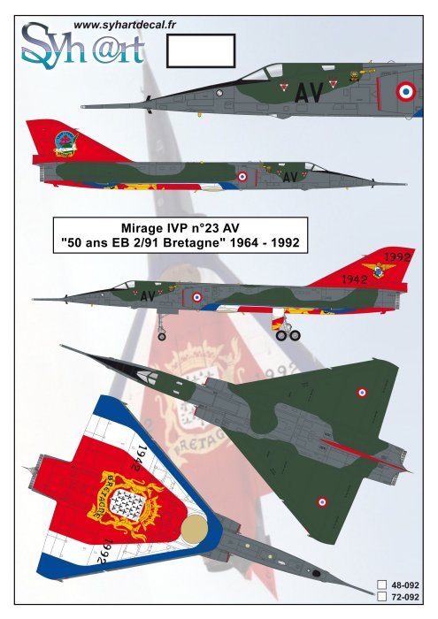 Syhart Decal SY48092 Mirage IVP 50 Years EB 2/91 1:48