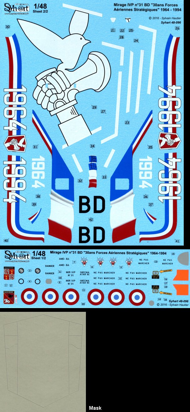 Syhart Decal SY48096 1:48 Dassault_Mirage IVP n deg 31 BD "30ans FAS" 1964-1994