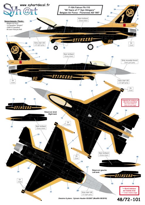 Syhart Decal SY48101 F-16A 80 Years Stingers/Comete 1:48
