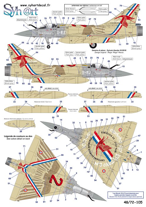 Syhart Decal SY48105 Mirage 2000-5F Vieux Charles 1:48