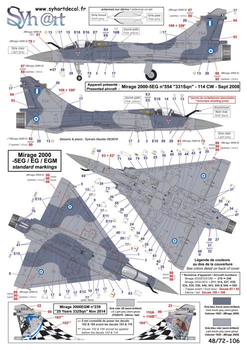 Syhart Decal SY48106 Hellenic Air Force Mirage 2000 1:48