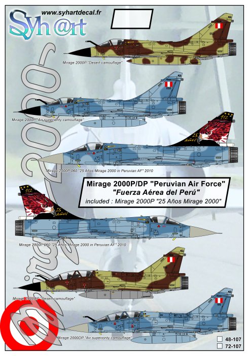 Syhart Decal SY48107 Peruvian Air Force Mirage 2000 1:48