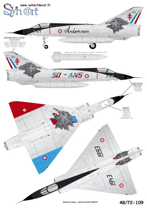 Syhart Decal SY48109 1:48 Mirage IIIE 50 Years EC 3/3 1993