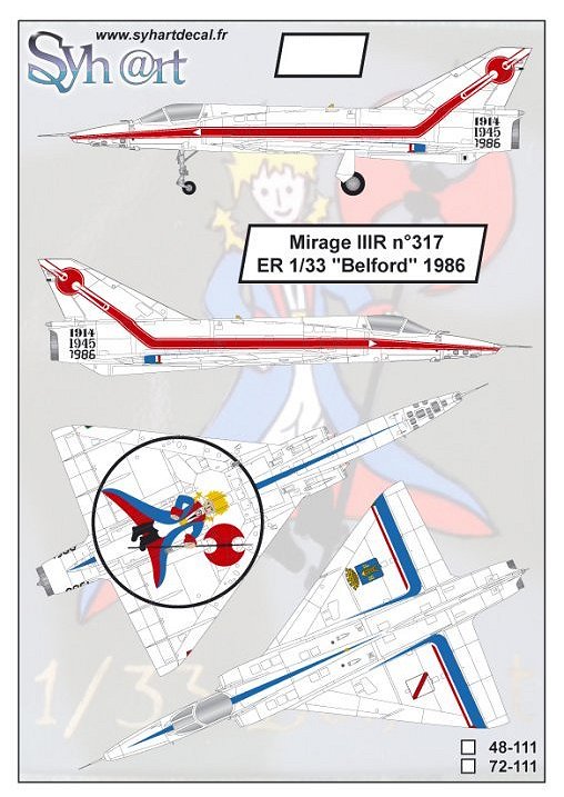 Syhart Decal SY48111 1:48 Mirage IIIR ER 1/33 Belfort 1986