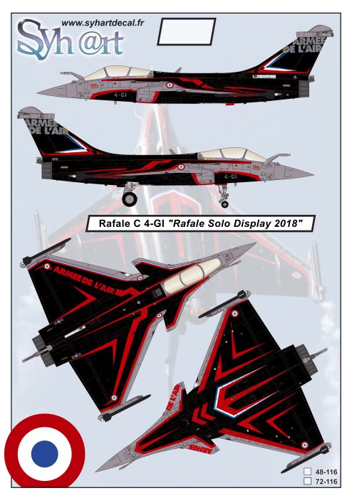 Syhart Decal SY48116 Rafale C Solo Display 2018 1:48