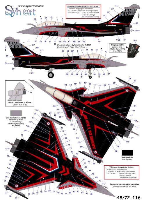 Syhart Decal SY48116 Rafale C Solo Display 2018 1:48