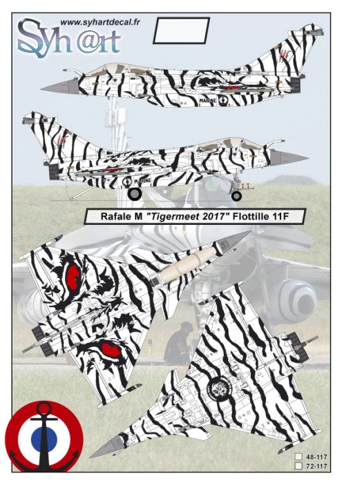 Syhart Decal SY48117 1:48 Dassaut Rafale M "Tigermeet 2017" Flottille 11F