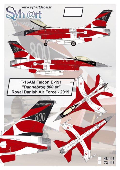 Syhart Decal SY48118 F-16AM Dannebrog 800 Years 1:48