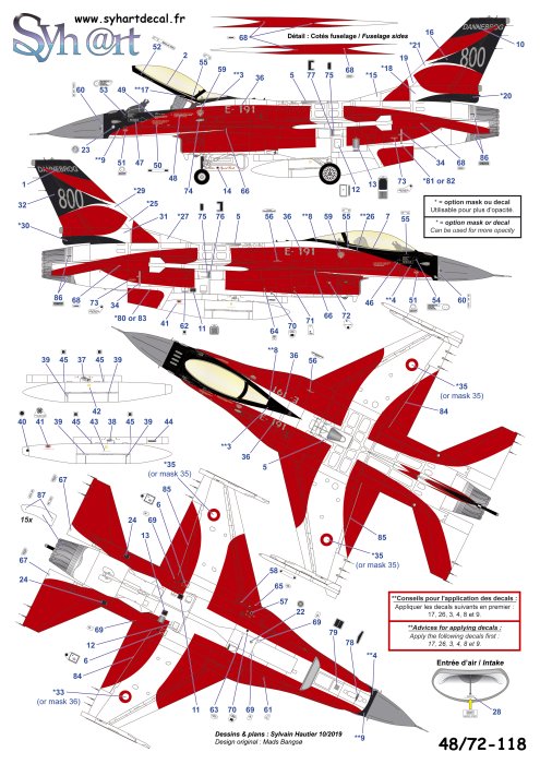 Syhart Decal SY48118 F-16AM Dannebrog 800 Years 1:48
