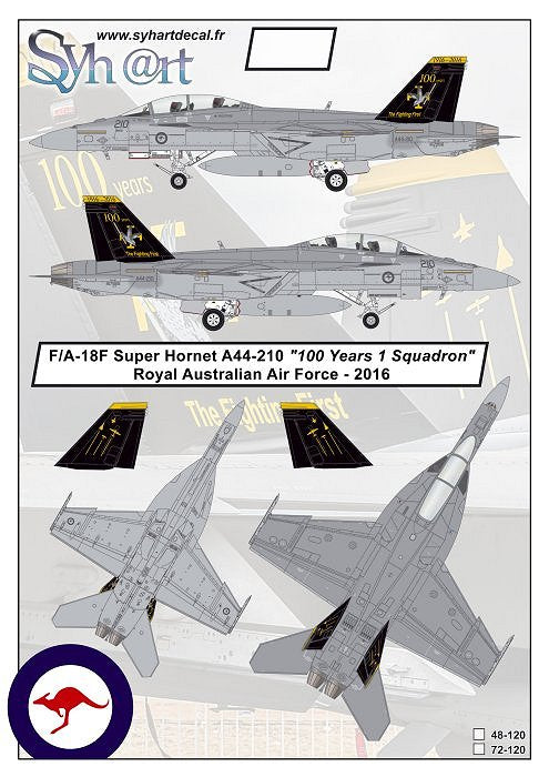 Syhart Decal SY48120 1:48 F/A-18F 100 Years 1 Squadron RAAF