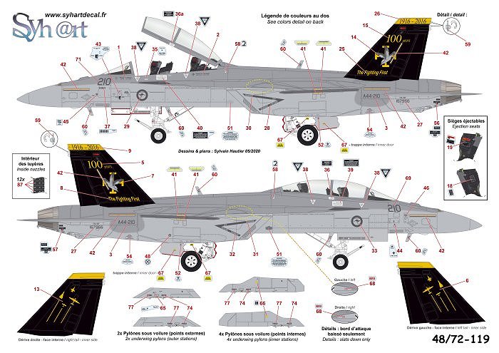 Syhart Decal SY48120 1:48 F/A-18F 100 Years 1 Squadron RAAF