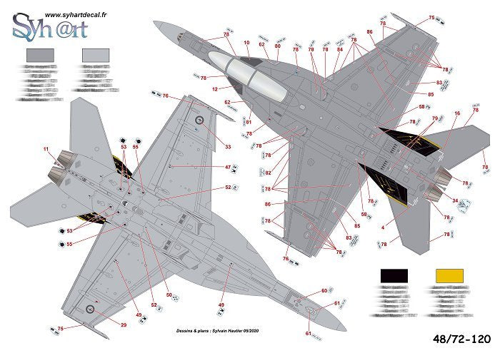 Syhart Decal SY48120 1:48 F/A-18F 100 Years 1 Squadron RAAF