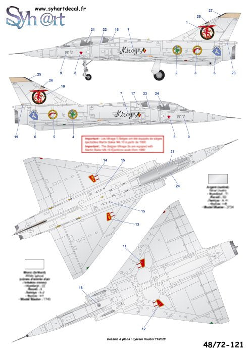 Syhart Decal SY48121 Mirage 5BD Farewell Belgian AF 1:48