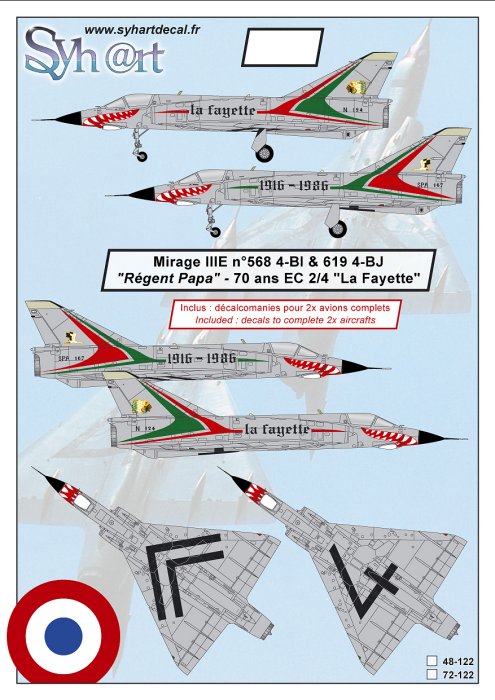 Syhart Decal SY48122 Mirage IIIE 70 Years EC2/4 1:48