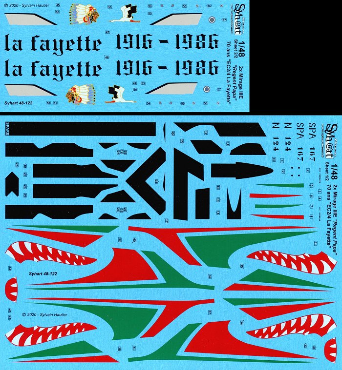 Syhart Decal SY48122 Mirage IIIE 70 Years EC2/4 1:48