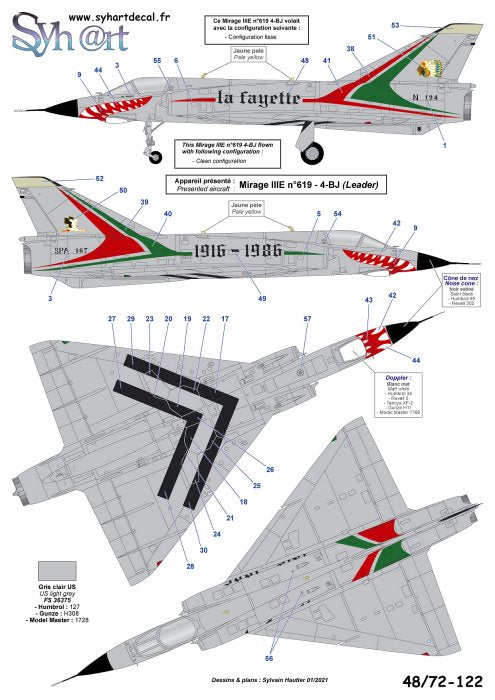 Syhart Decal SY48122 Mirage IIIE 70 Years EC2/4 1:48
