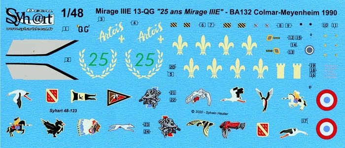 Syhart Decal SY48123 Mirage IIIE 25 Years EC1-13 1:48