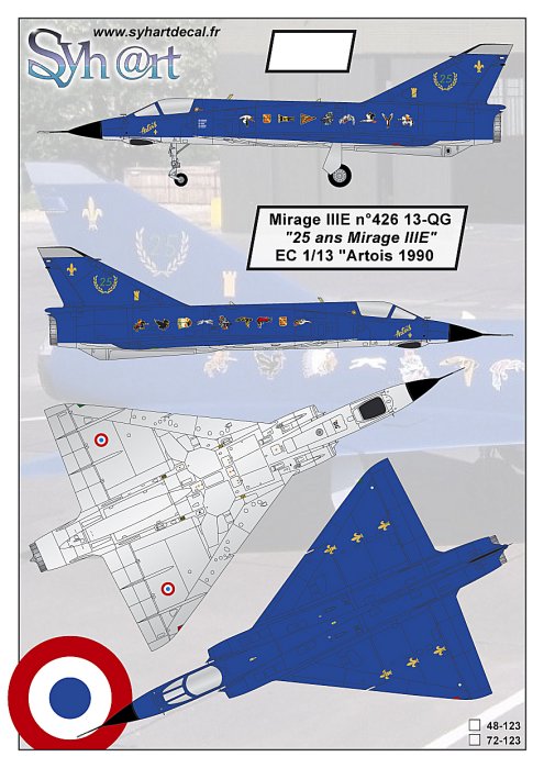 Syhart Decal SY48123 Mirage IIIE 25 Years EC1-13 1:48