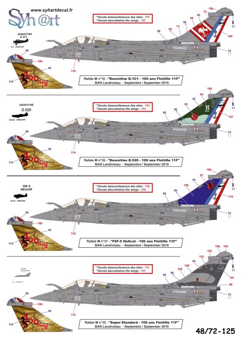 Syhart Decal SY48125 1:48 Dassault Rafale M "100 ans Flottille 11F" 2019