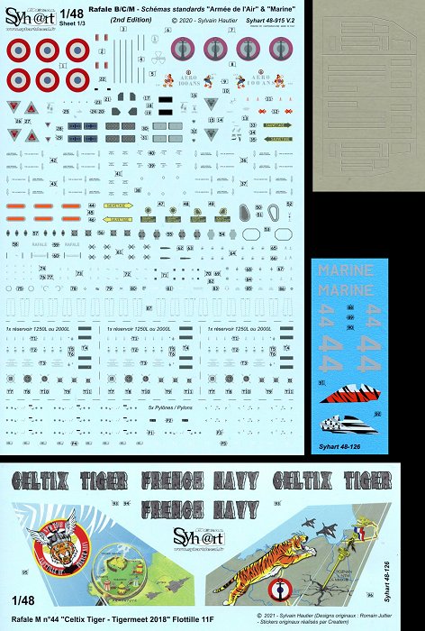 Syhart Decal SY48126 1:48 Dassault Rafale M #44 "Celtix Tiger
