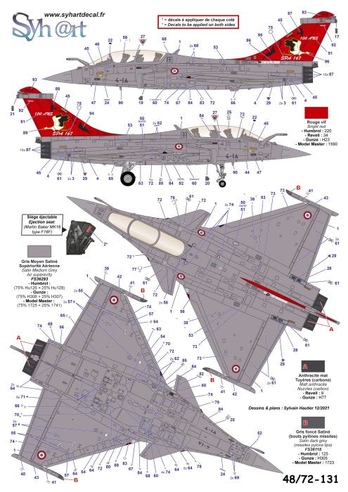 Syhart Decal SY48131 1:48 Dassault Rafale B 4-IA "100 years SPA167