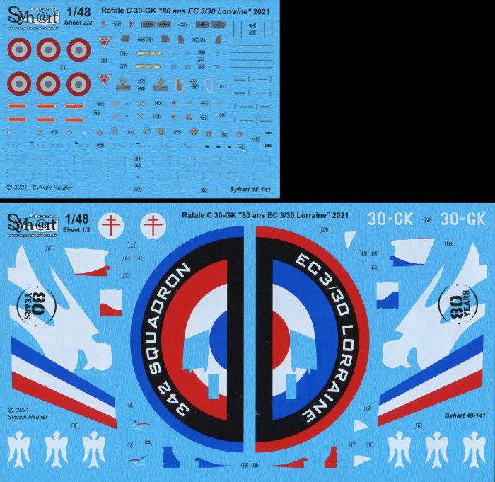 Syhart Decal SY48141 1:48 Dassault Rafale C 30-GK 80 years EC 3/30 Lorraine 2021