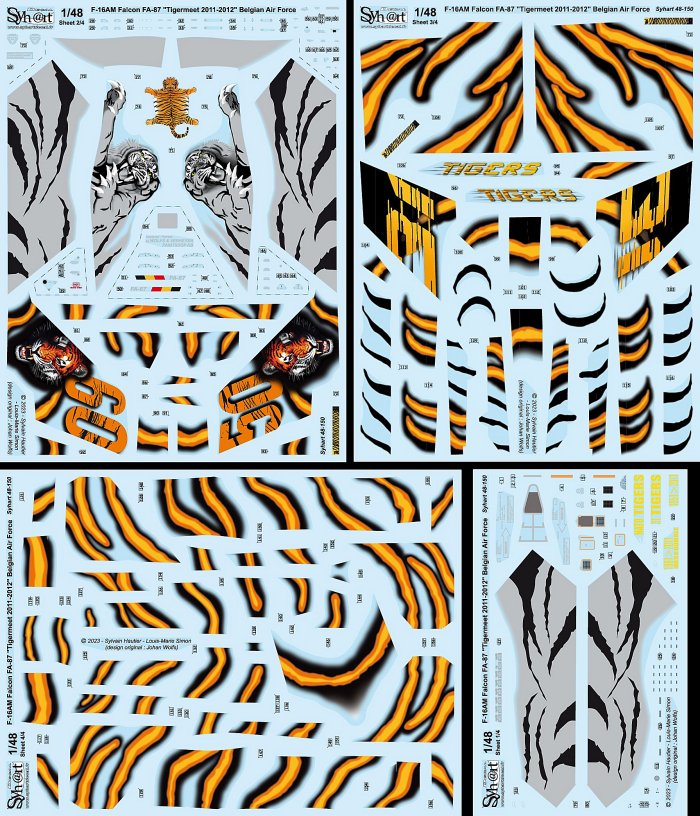 Syhart Decal SY48150 F-16AM Tigermeet 2011-12 Belgian AF 1:48